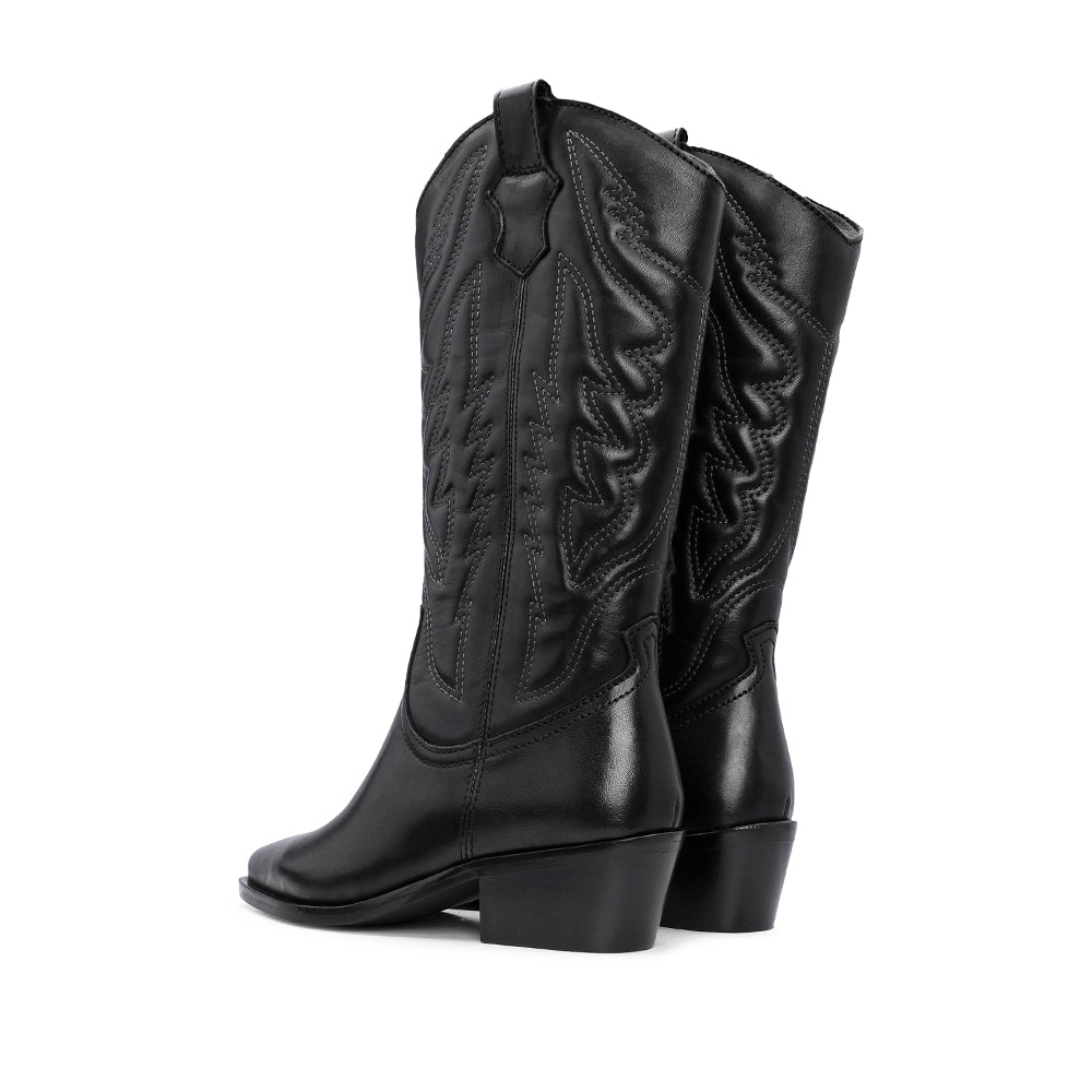 Bota Texana Mulher Pele Preto