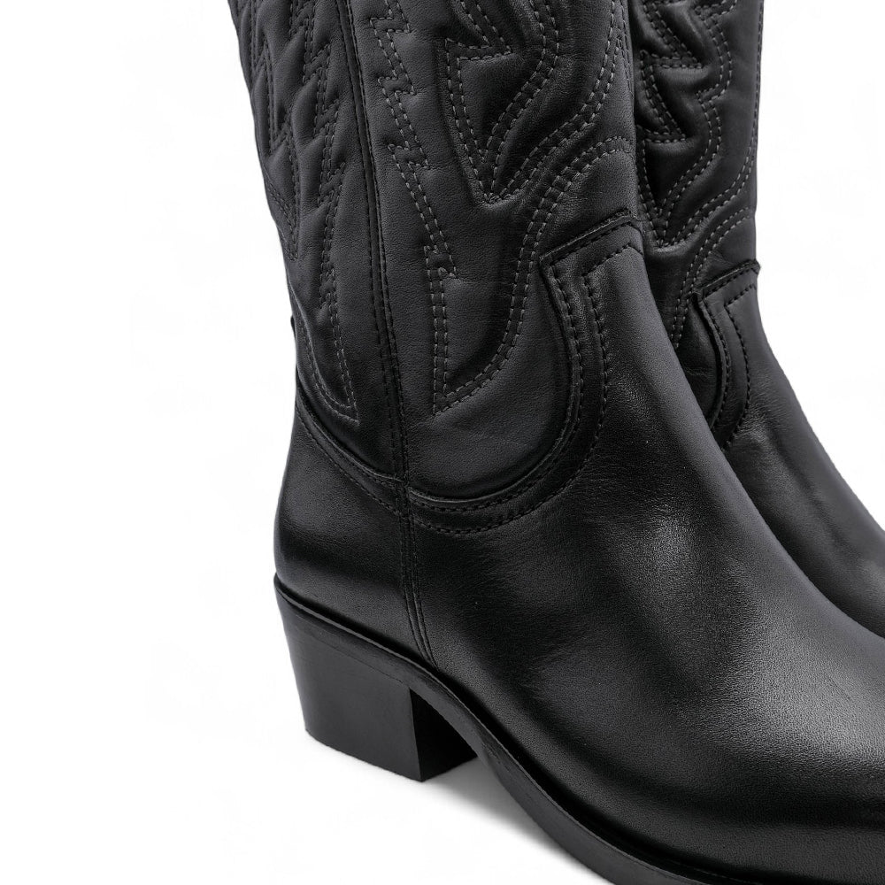 Bota Texana Mulher Pele Preto