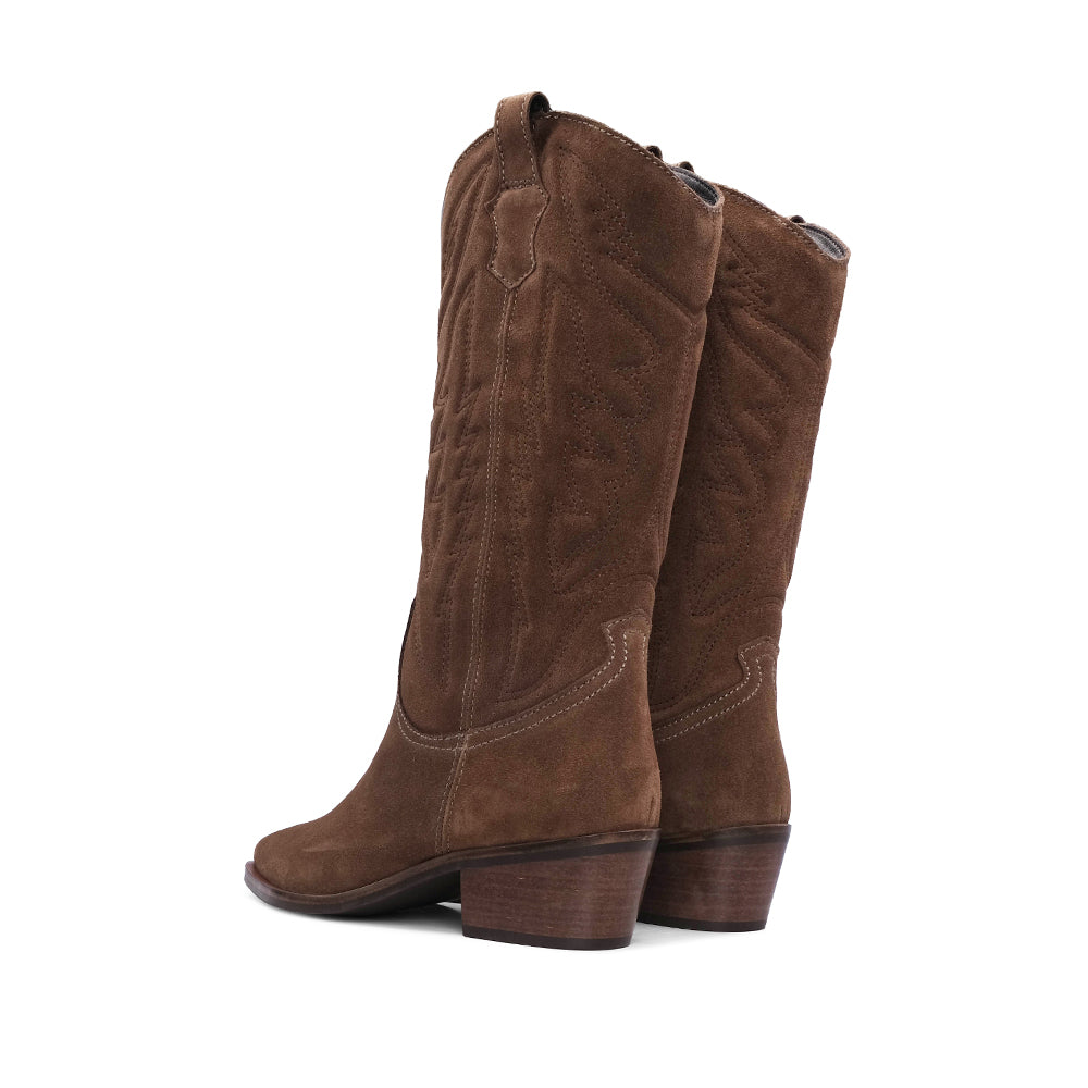 Bota Texana Mulher Camurça Castanho