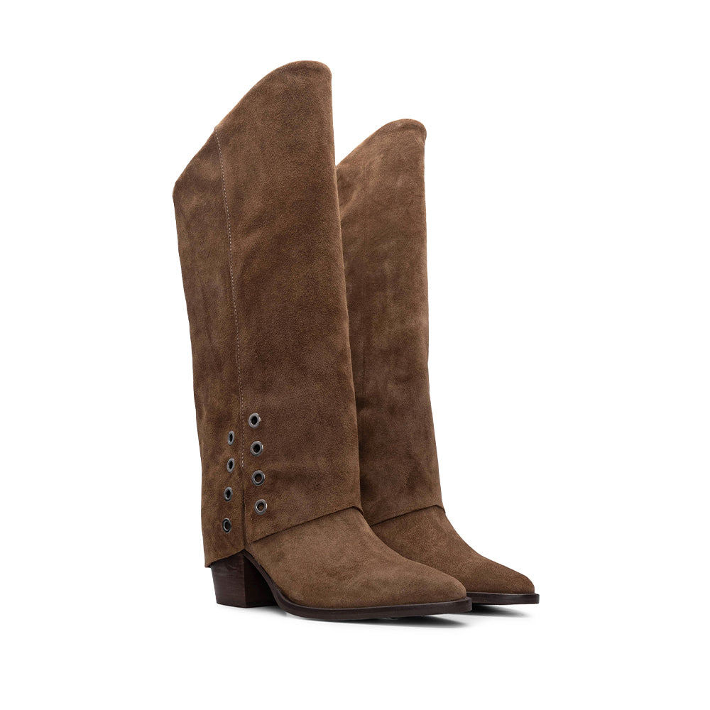 Bota Polaina Mulher Camurça Castanho