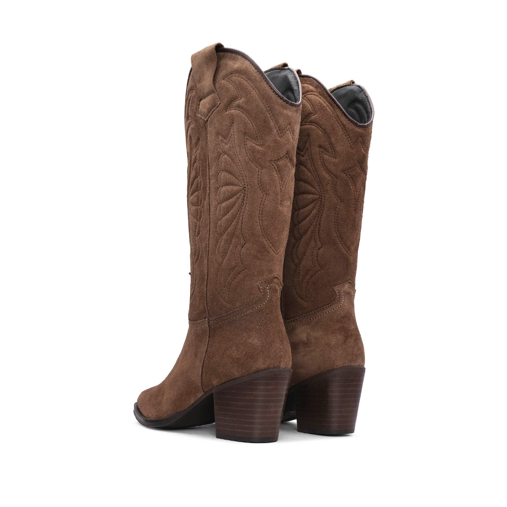 Bota Texana Mulher Camurça Castanho