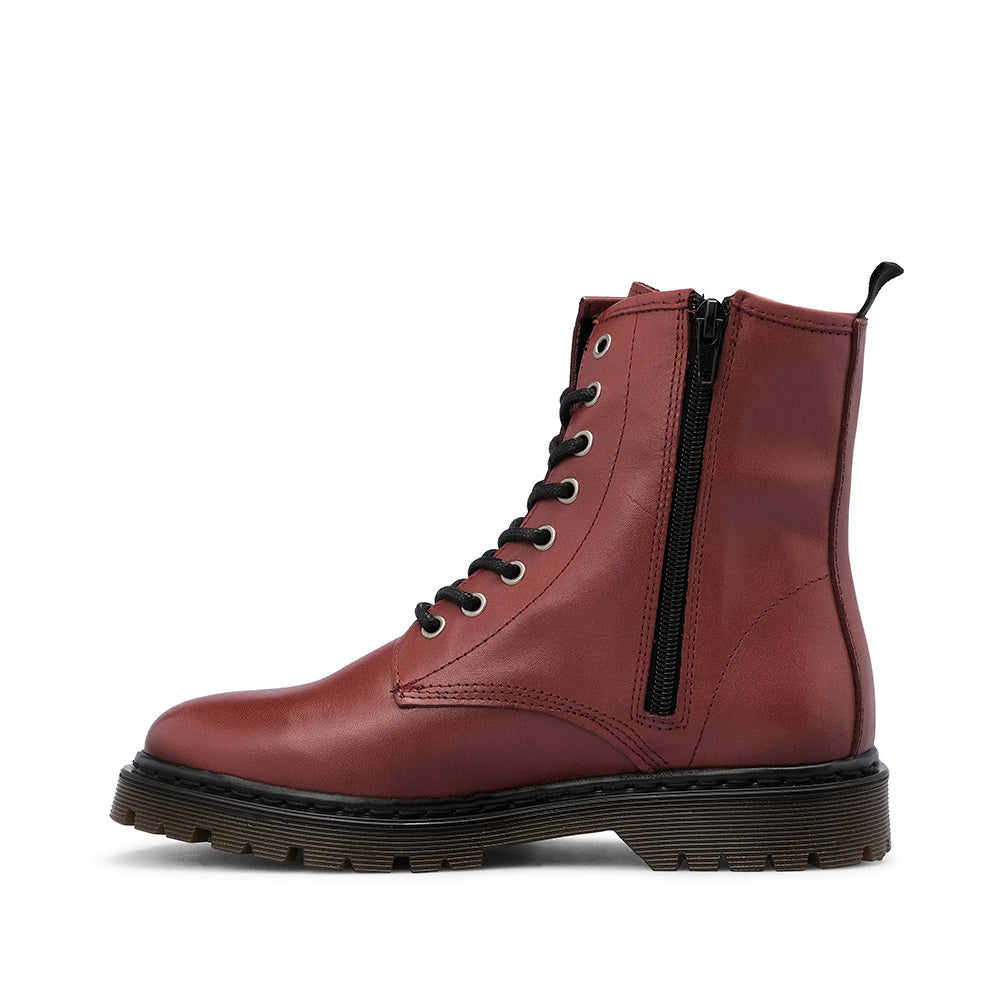 Botim Militar Mulher Pele Bordeaux