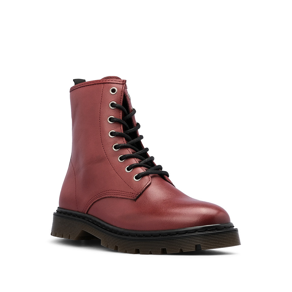 Botim Militar Mulher Pele Bordeaux