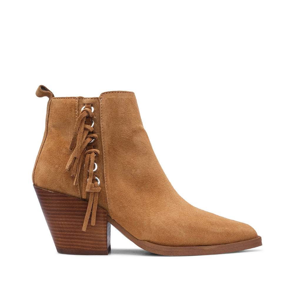 Botim Salto Alto Mulher Camurça Camel