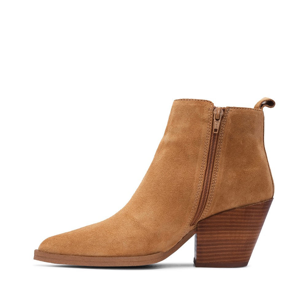 Botim Salto Alto Mulher Camurça Camel