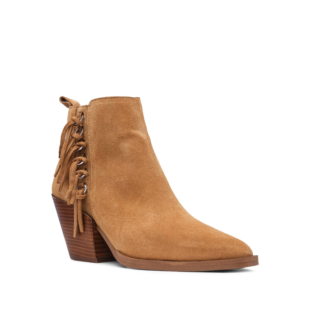 Botim Salto Alto Mulher Camurça Camel