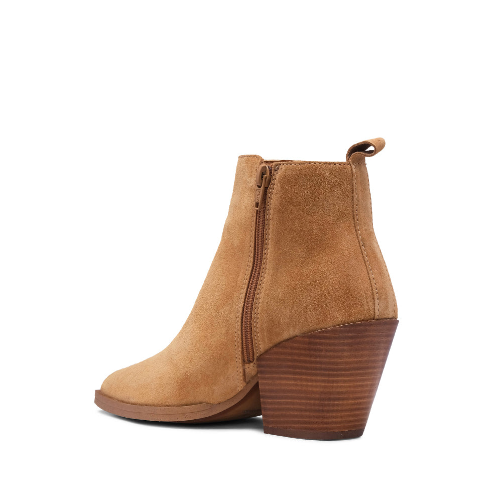 Botim Salto Alto Mulher Camurça Camel