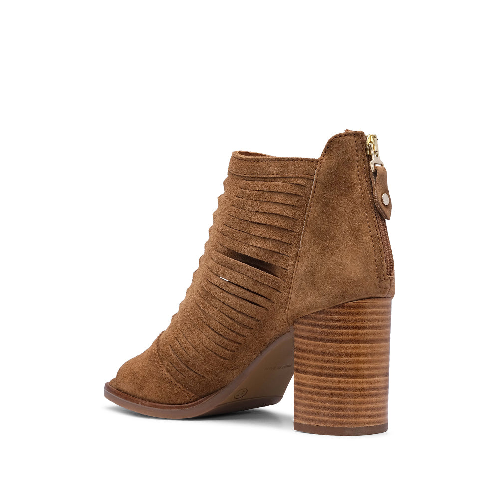 Botim Salto Alto Mulher Camurça Camel