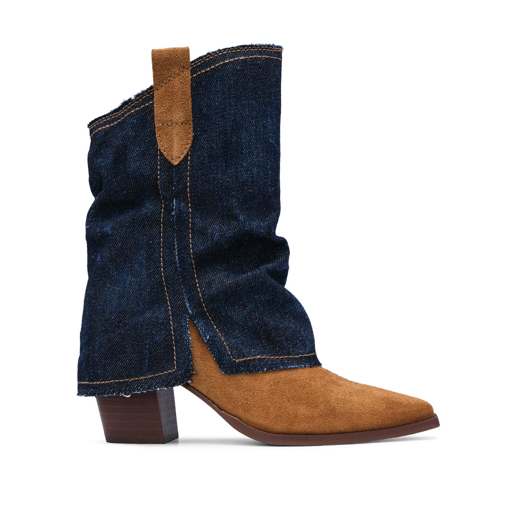 Botim Texana Mulher Têxtil Camel