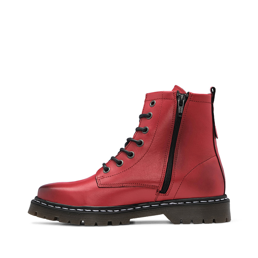 Botim Salto Raso Mulher Pele Vermelho