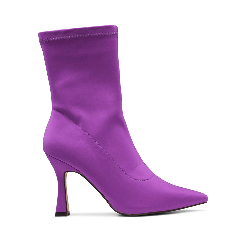 Botim Salto Alto Mulher Pele Sintética Roxo