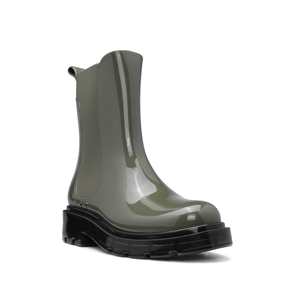 Botim Salto Raso Mulher Pele Sintética Kaky