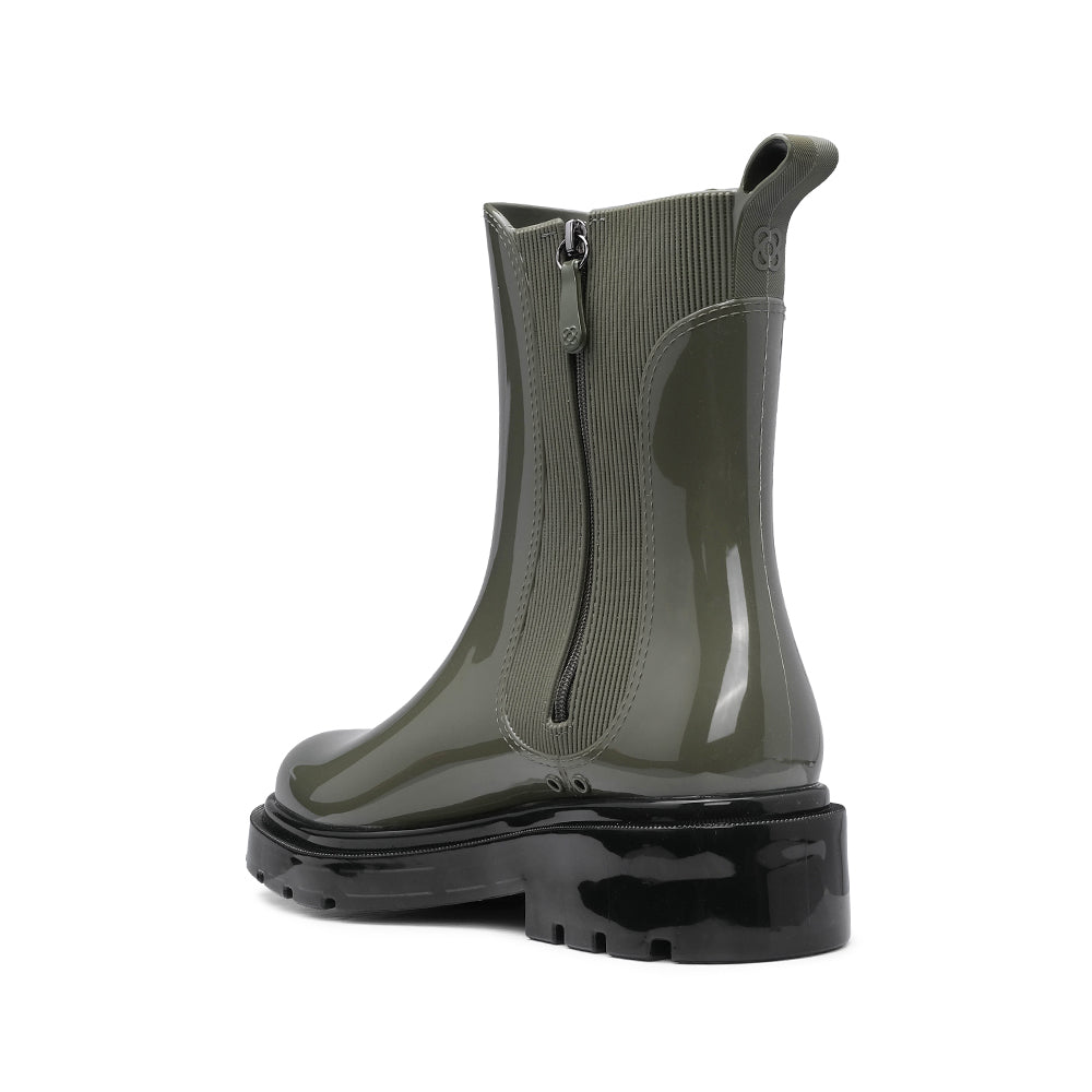 Botim Salto Raso Mulher Pele Sintética Kaky