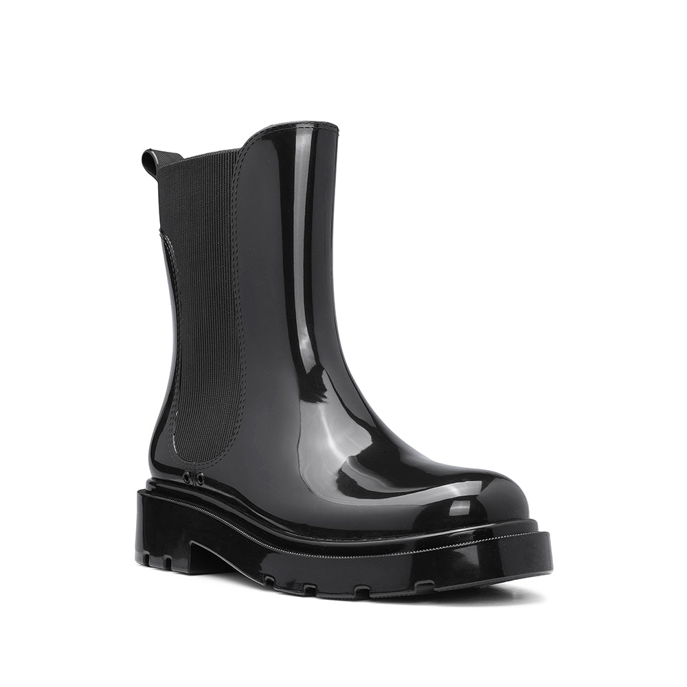 Botim Salto Raso Mulher Pele Sintética Preto