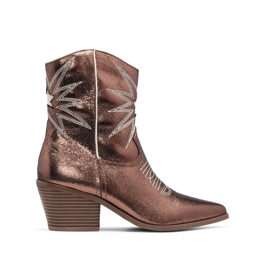 Botim Texana Mulher Metalizado Bronze