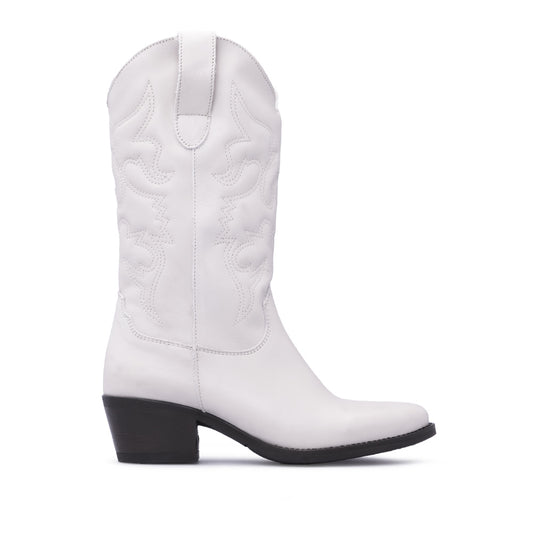 Bota Texana Mulher Pele Branco