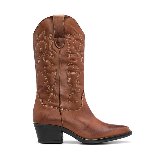 Bota Texana Mulher Pele Camel
