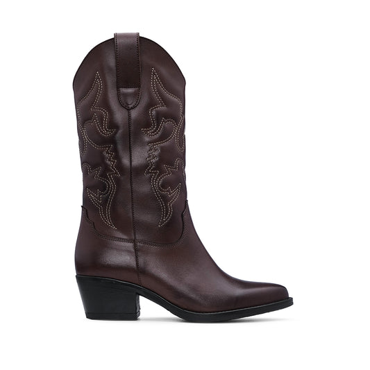 Bota Texana Mulher Pele Castanho