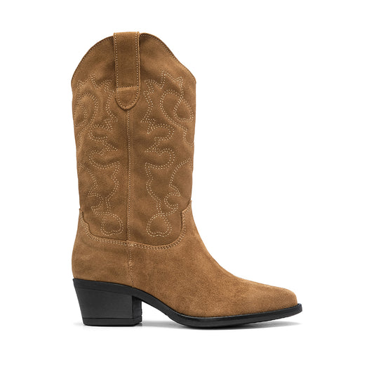 Bota Texana Mulher Camurça Taupe
