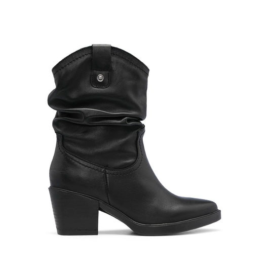 Bota Salto Médio Mulher Pele Preto