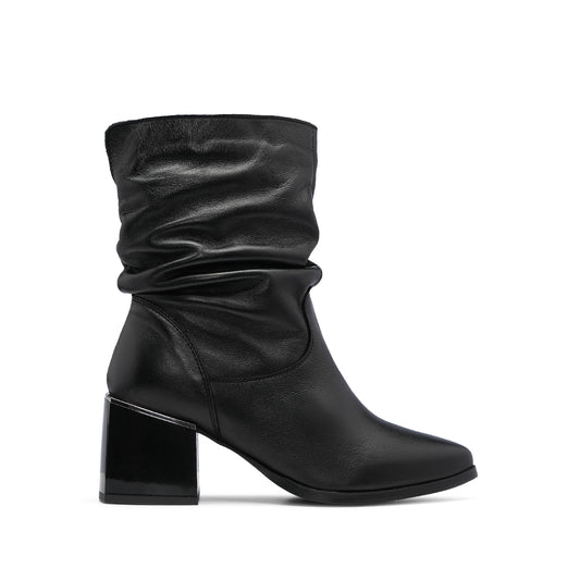 Bota Salto Médio Mulher Pele Preto
