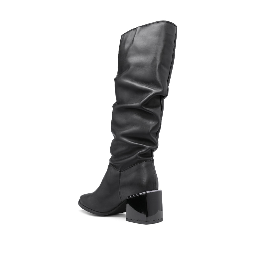 Bota Salto Médio Mulher Pele Preto