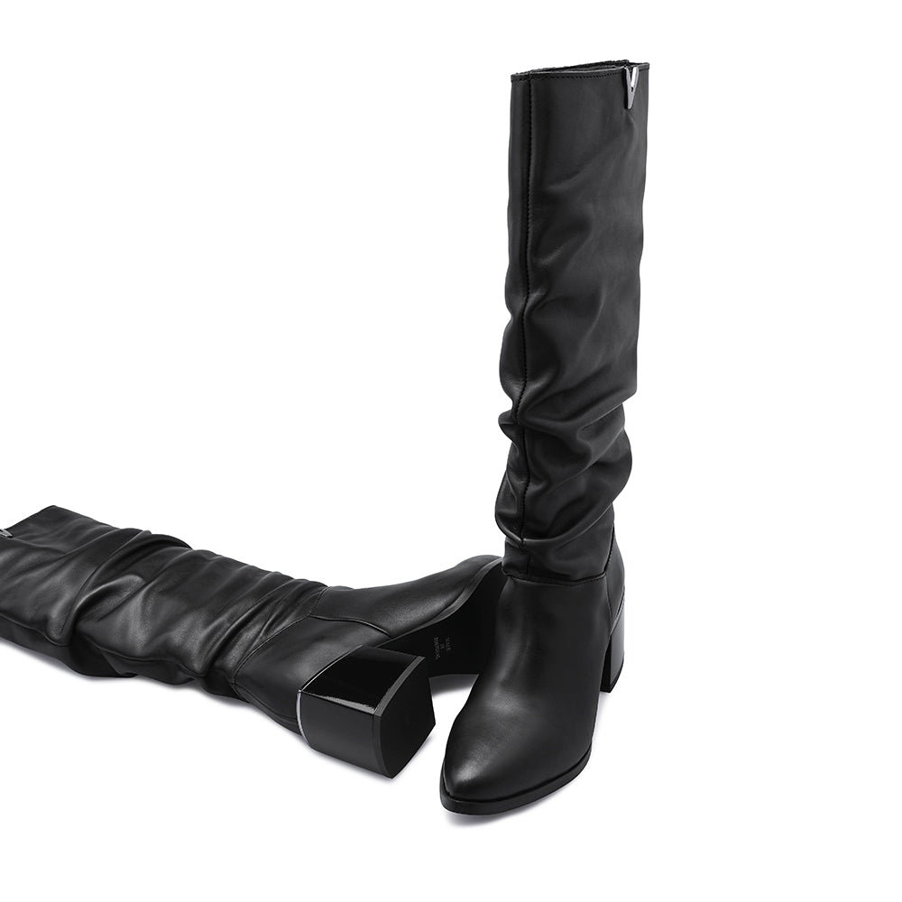 Bota Salto Médio Mulher Pele Preto
