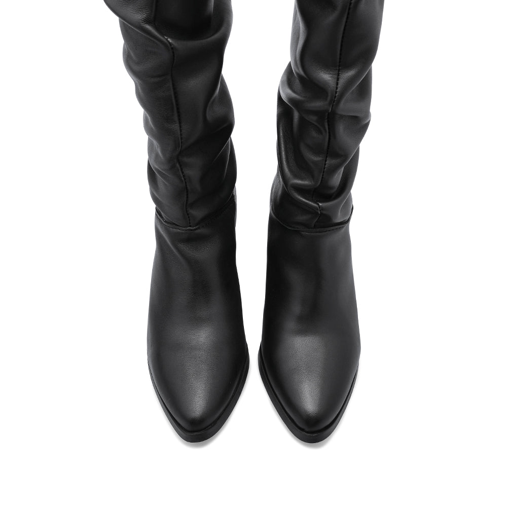 Bota Salto Médio Mulher Pele Preto