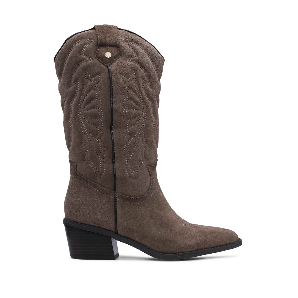 Bota Casual Mulher Camurça Taupe