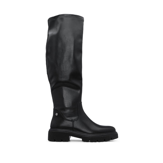 Bota Salto Raso Mulher Pele Sintética Preto