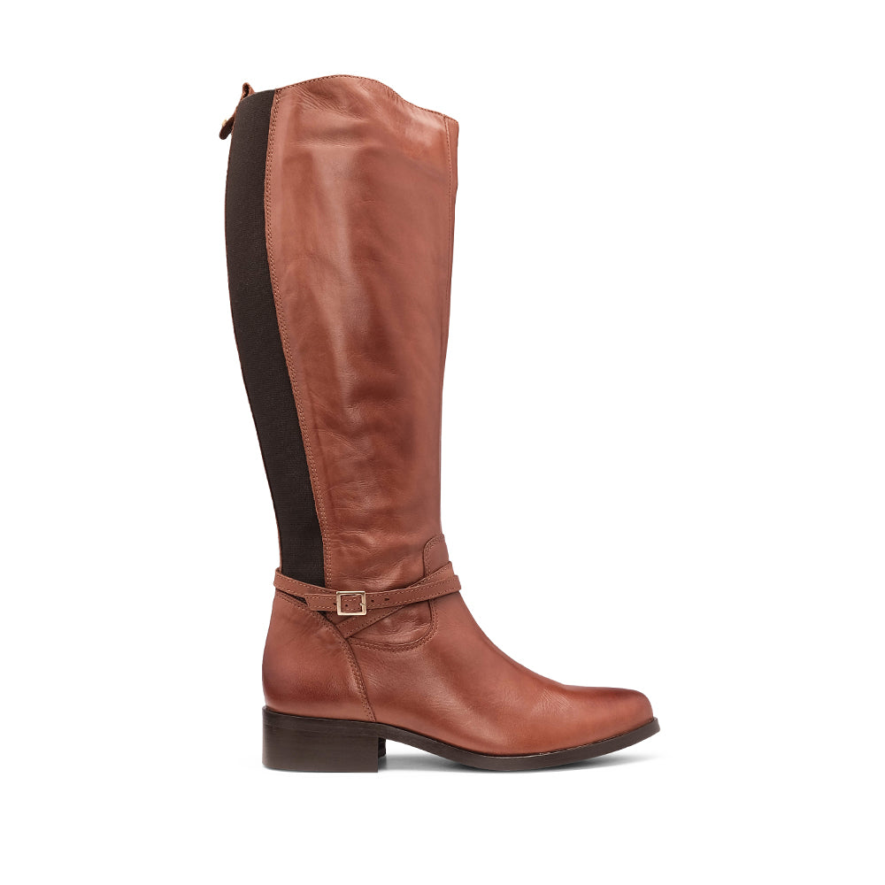 Bota Salto Raso Mulher Pele Brandy