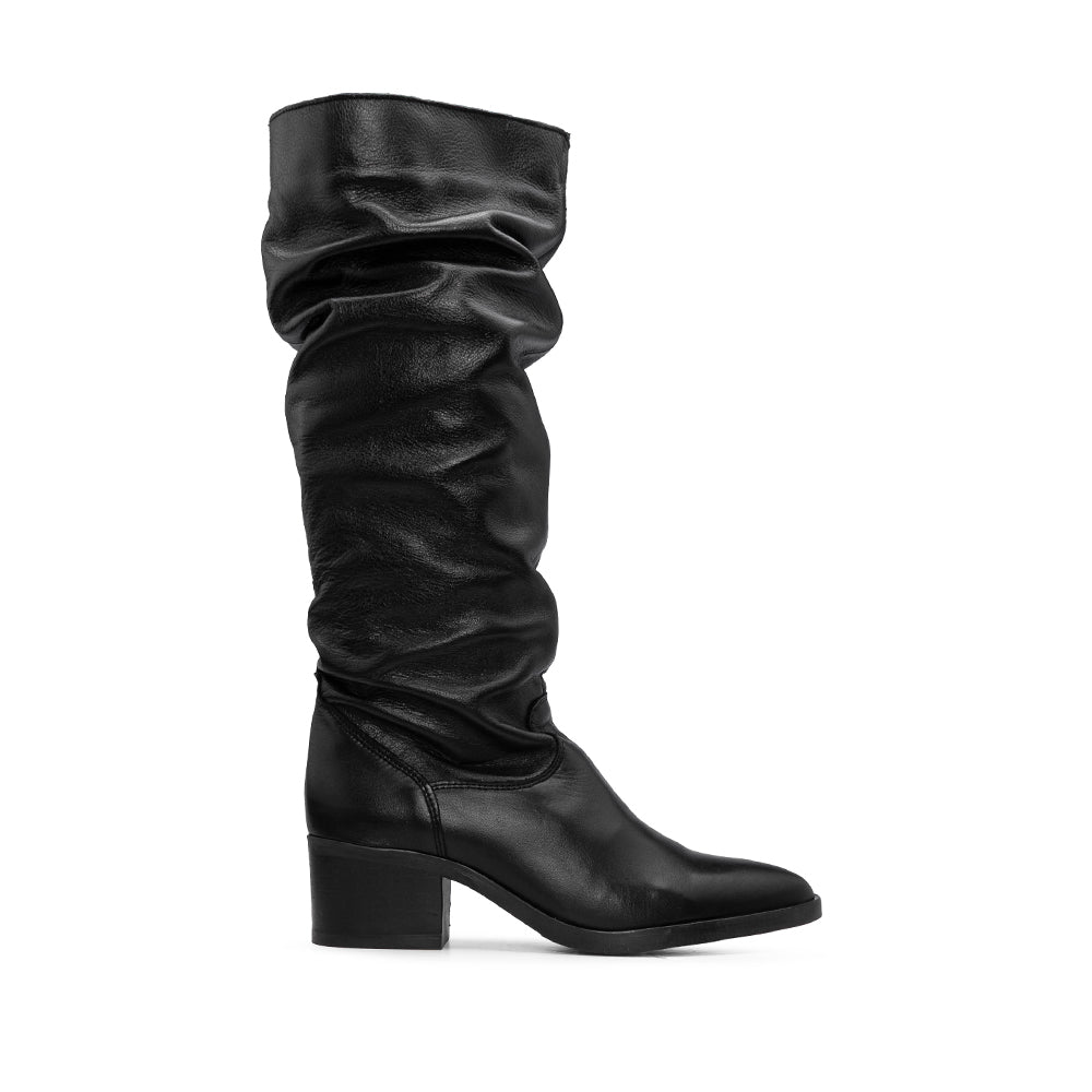 Bota Salto Médio Mulher Pele Preto
