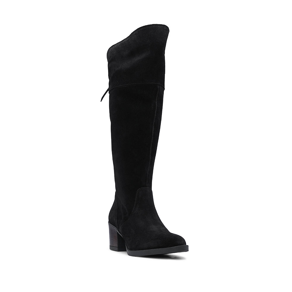 Bota Salto Médio Mulher Camurça Preto