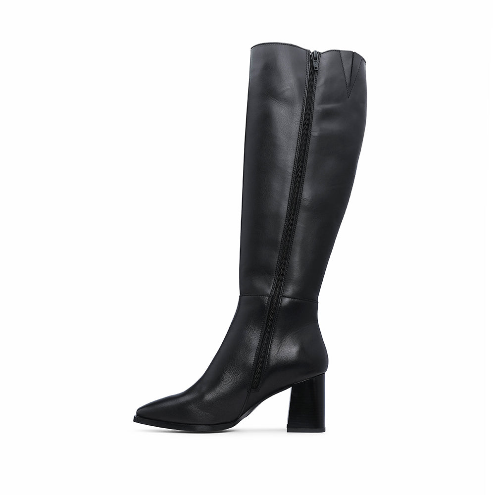 Bota Salto Médio Mulher Pele Preto