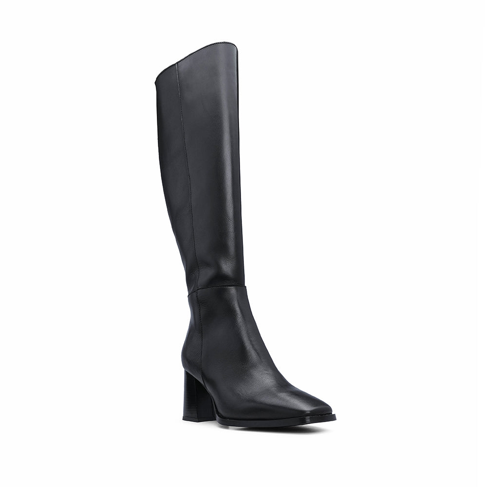 Bota Salto Médio Mulher Pele Preto