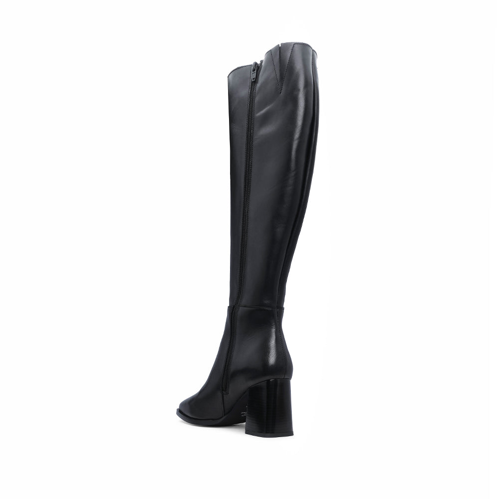 Bota Salto Médio Mulher Pele Preto