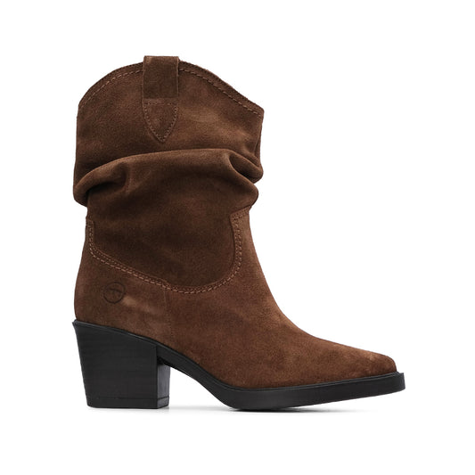 Bota Salto Médio Mulher Camurça Camel
