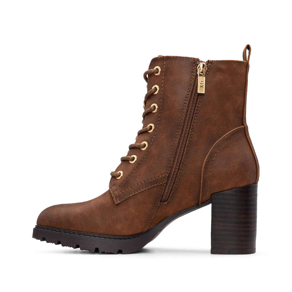Botim Salto Alto Mulher Camel