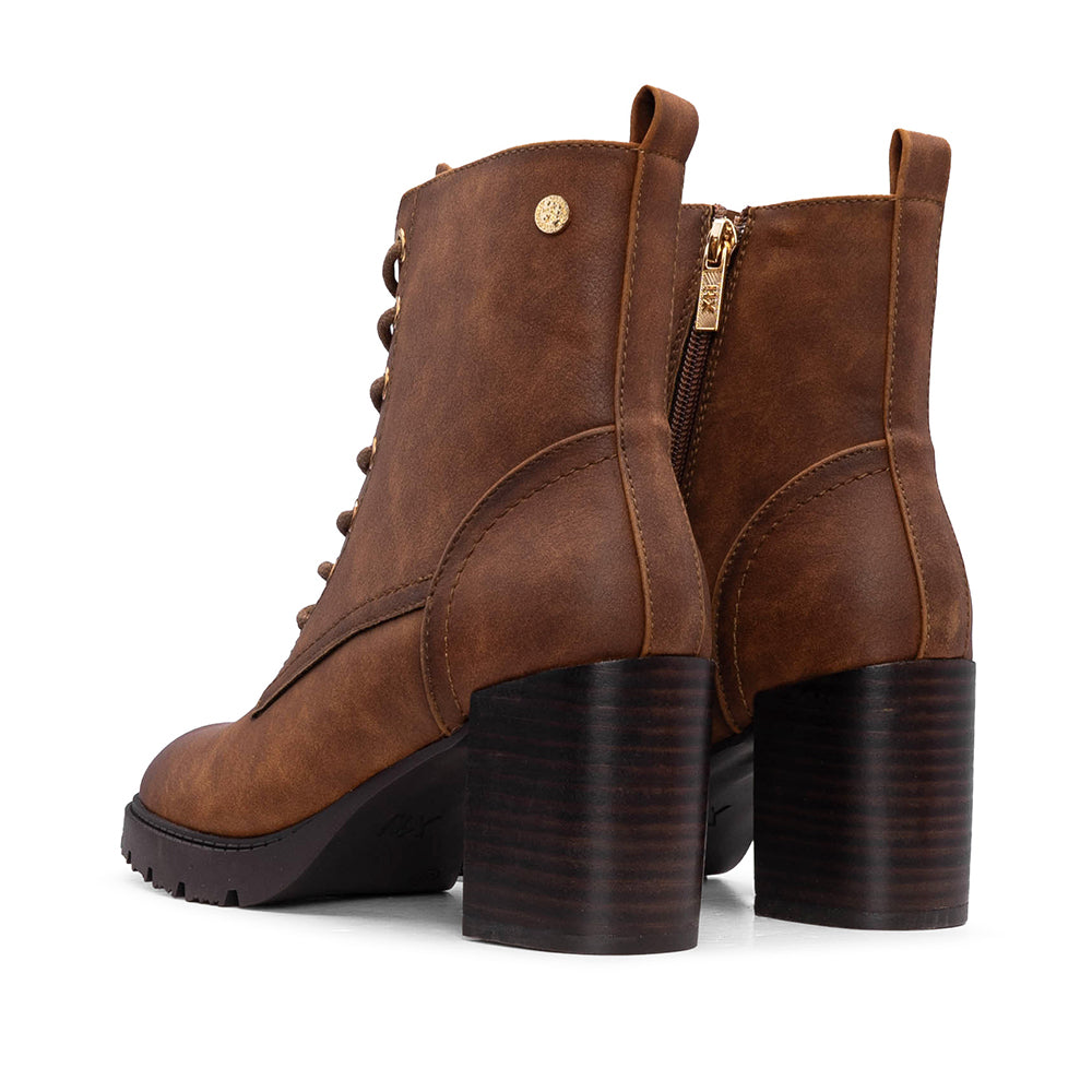 Botim Salto Alto Mulher Camel