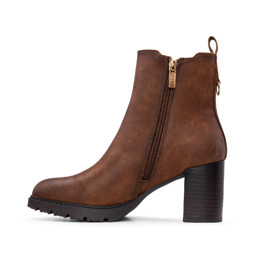 Botim Salto Alto Mulher Camel