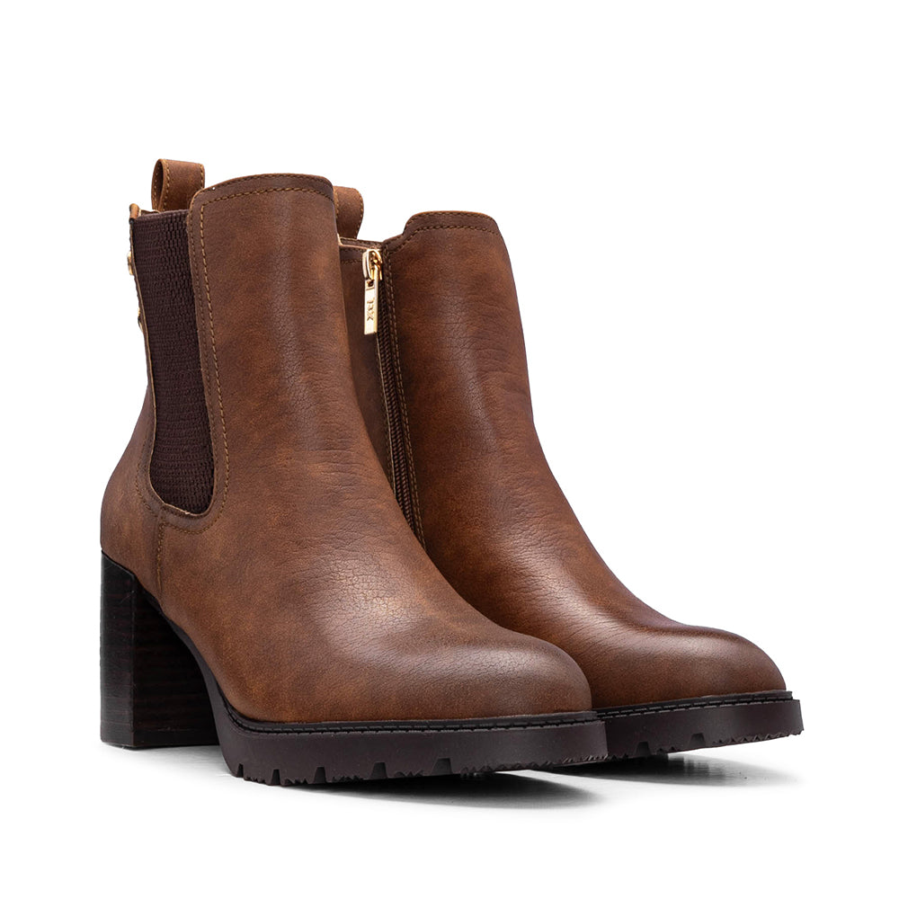 Botim Salto Alto Mulher Camel