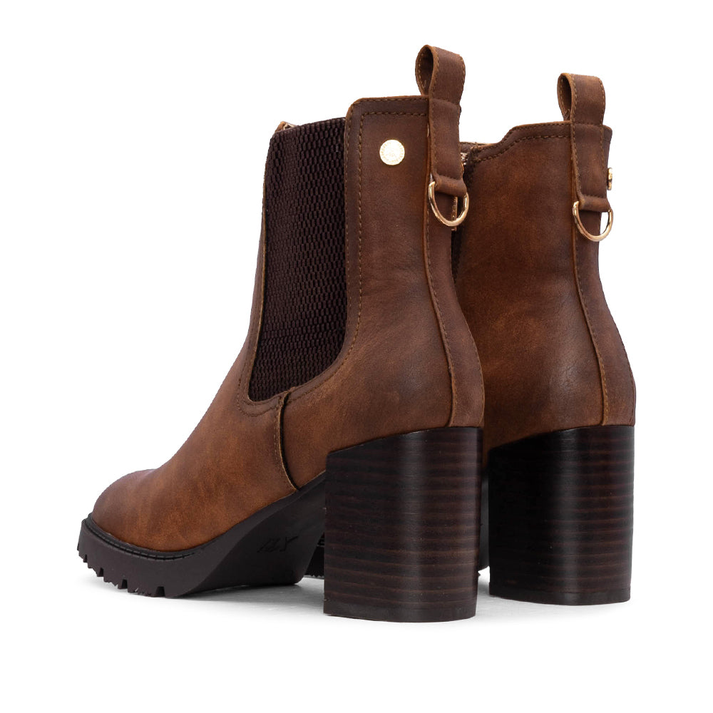 Botim Salto Alto Mulher Camel