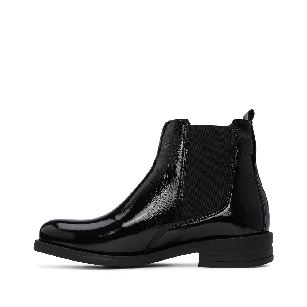 Botim Salto Raso Mulher Verniz Preto