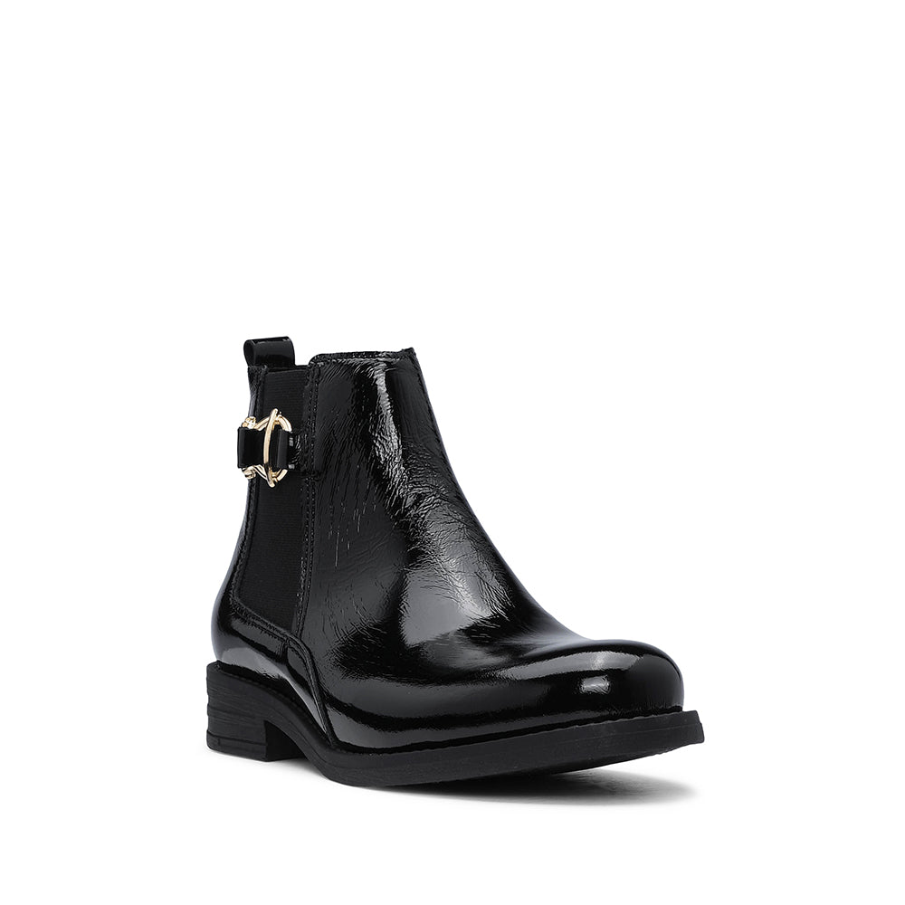Botim Salto Raso Mulher Verniz Preto