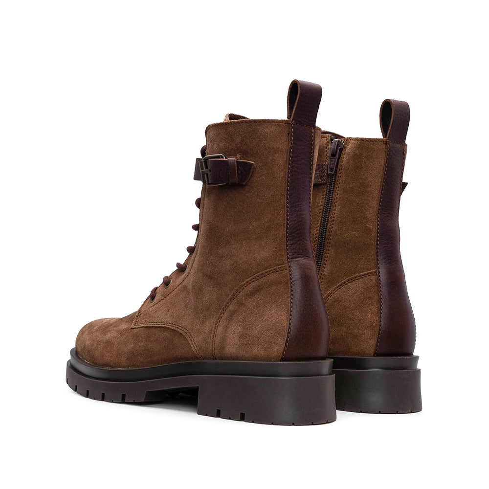 Bota Militar Mulher Camurça Castanho