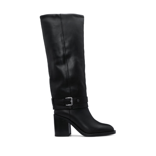 Bota Salto Alto Mulher Pele Preto