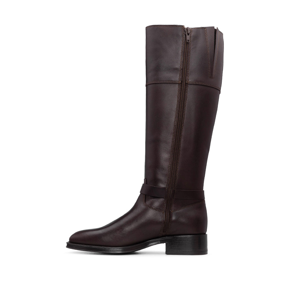 Bota Cano Alto Mulher Pele Castanho
