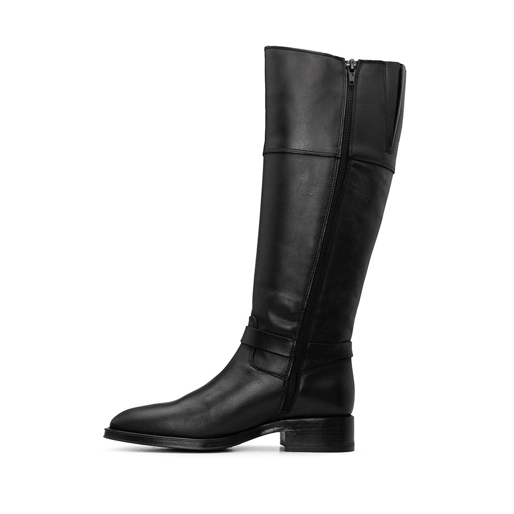Bota Cano Alto Mulher Pele Preto