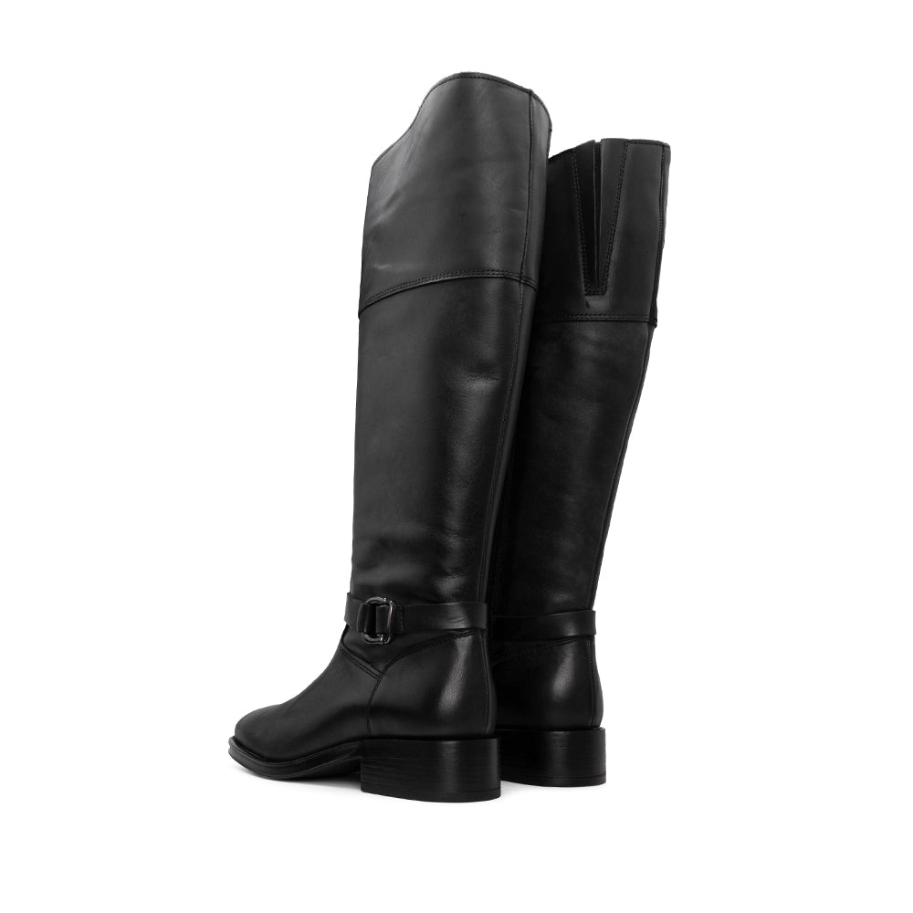 Bota Cano Alto Mulher Pele Preto