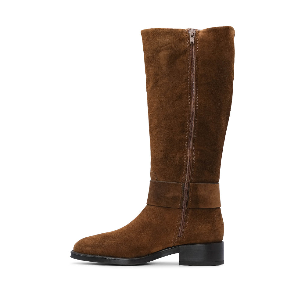 Bota Salto Raso Mulher Camurça Camel